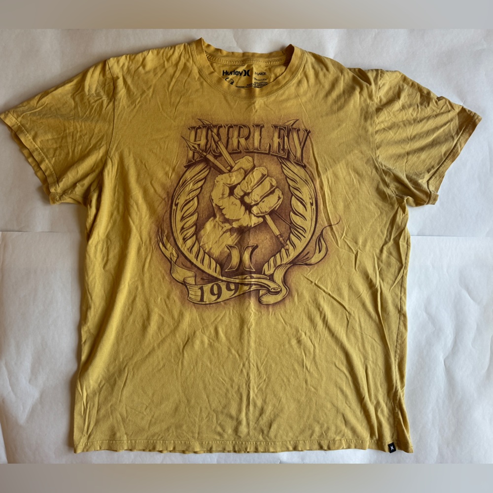 Hurley 1999 Vintage Mustard Yellow Graphic T-Shirt